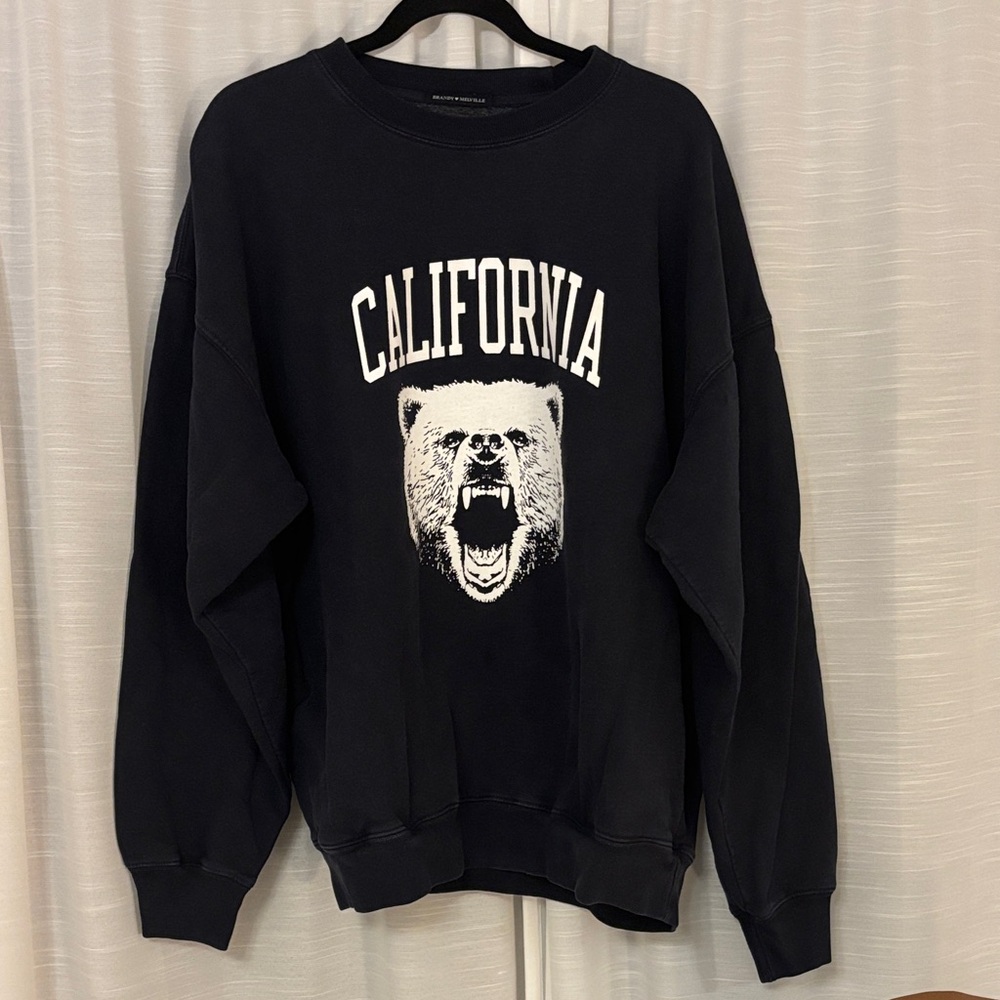 Brandy Melville Black California Bear Crewneck Sweater